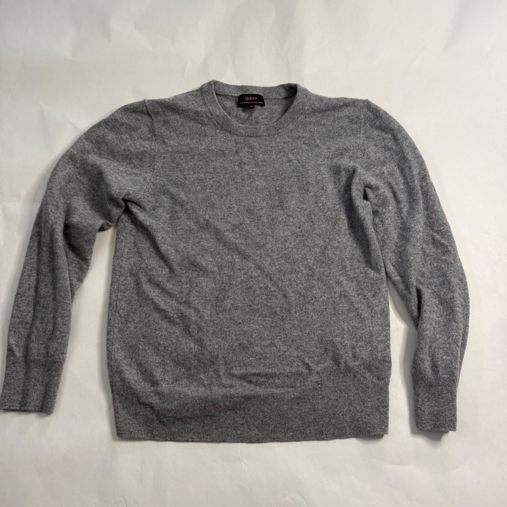 Quince Sweater Women M Grey Crewneck Mongolian Cashmere Old Money Grandma Chore‎